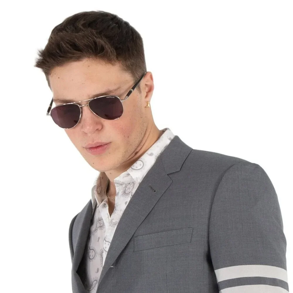 Montblanc Men Sunglasses Silver Black Violet Pilot Frame Violet | Model MB0345S